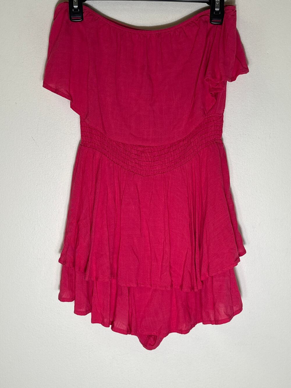 Big Water Blue Sky Hot Pink Strapless Mini Romper Sz M